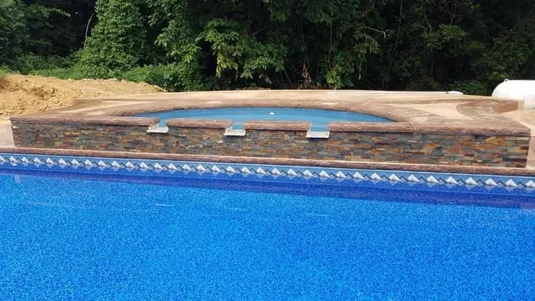 Decorative Stamped Pool Deck — Decorative concrete project in Evansville, IN