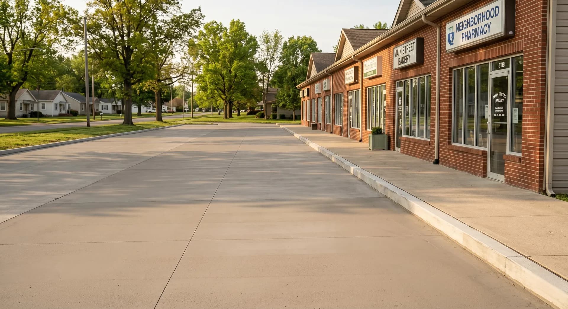 Retail center parking lot in Newburgh, IN