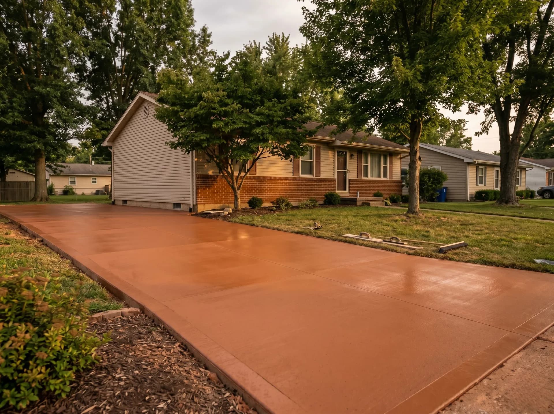 Terra cotta colored driveway in Newburgh, IN