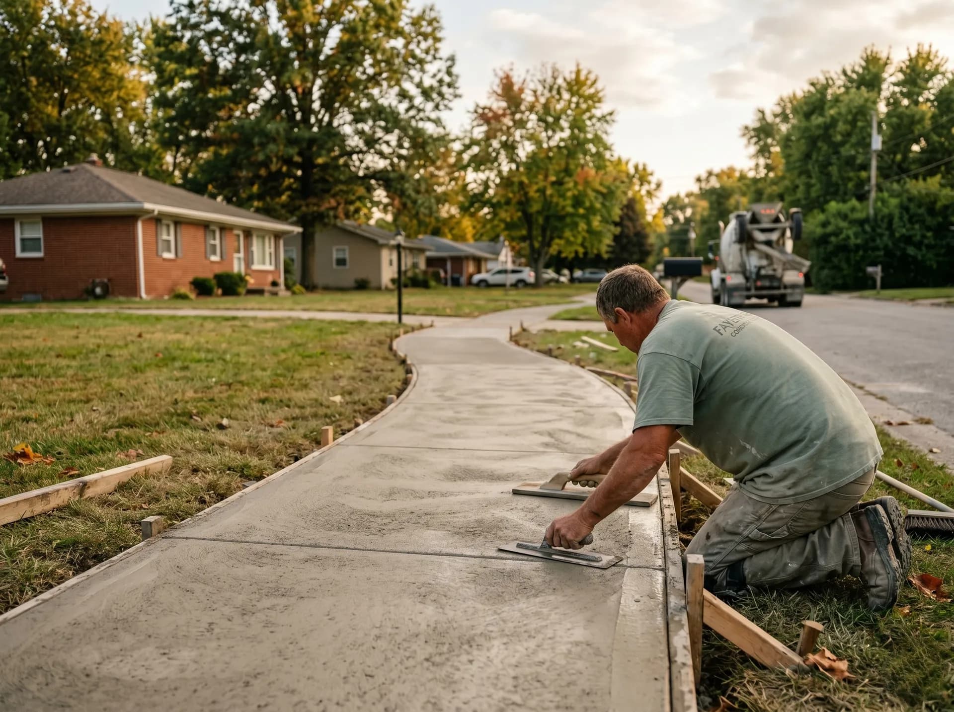 Gray toned sidewalk with color hardener, Warrick County