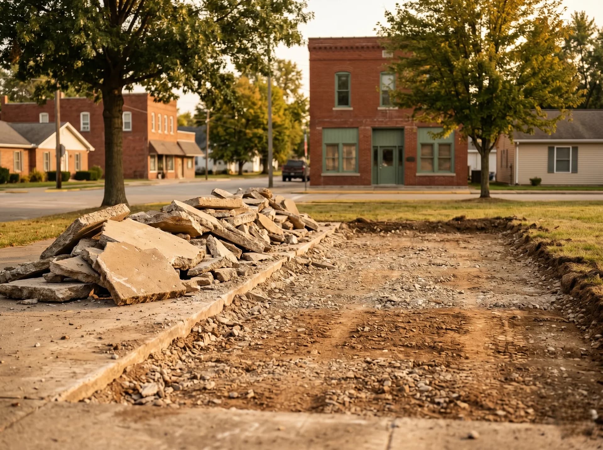 Commercial slab demolition and haul-off, Evansville