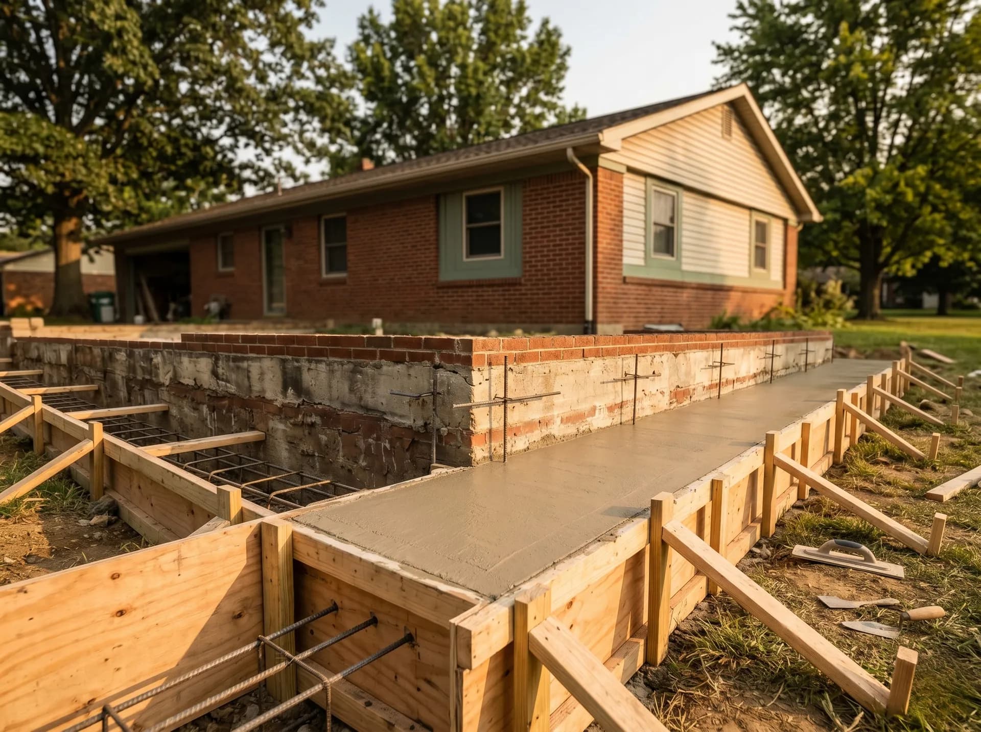 Addition footing tied to existing foundation, Warrick County