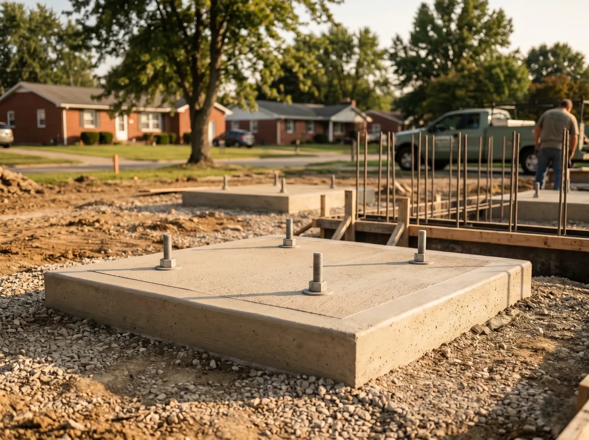 Reinforced column footings for commercial building, Evansville
