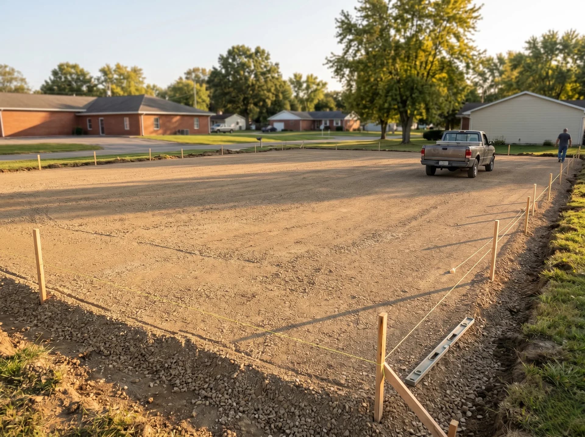 Commercial building pad grading in Evansville, IN