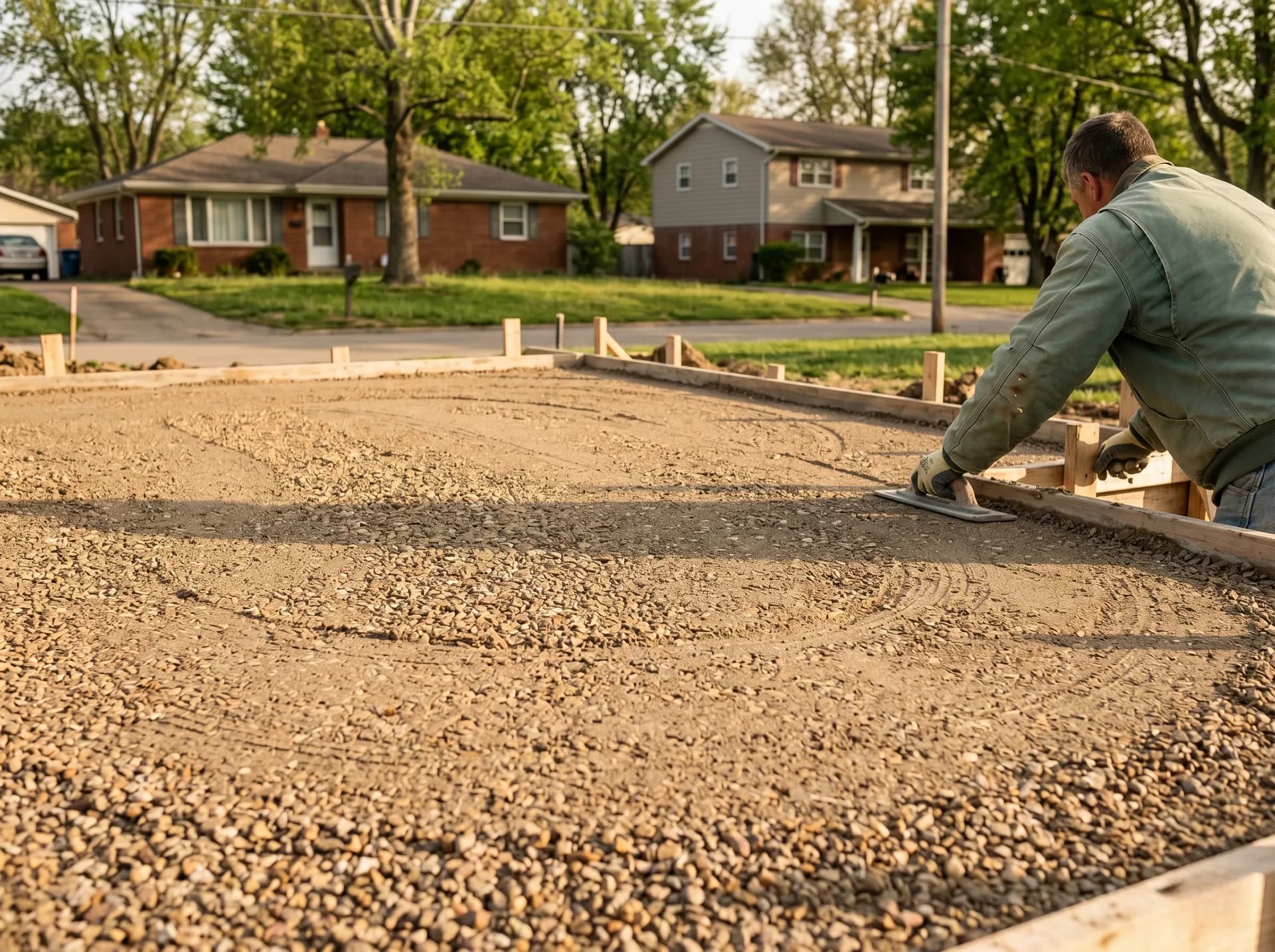 Aggregate base compaction for concrete slab, Evansville
