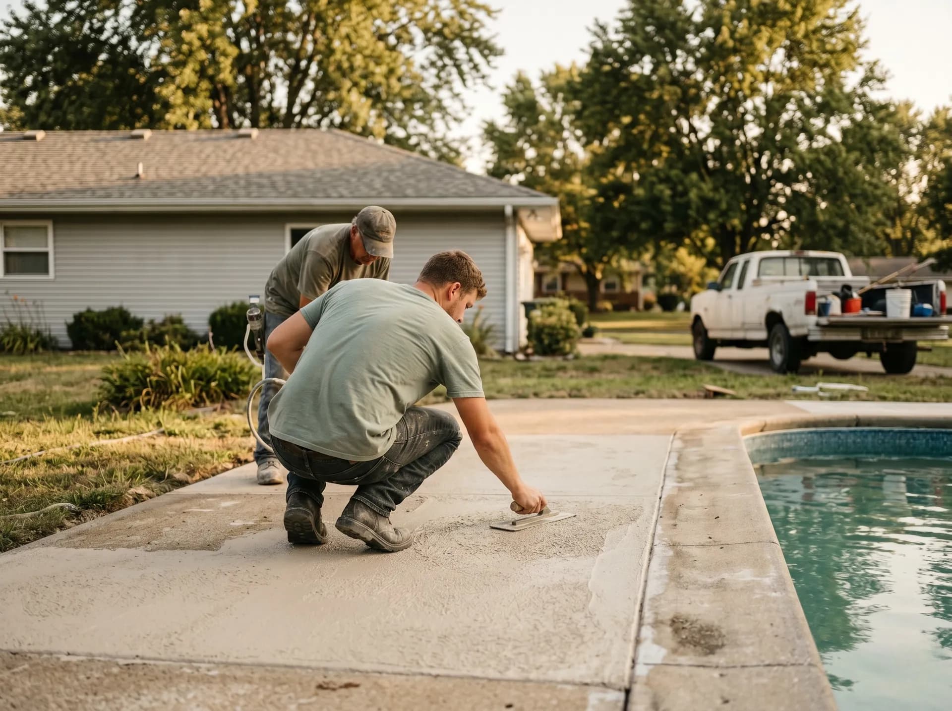 Textured pool deck resurfacing in Newburgh, IN