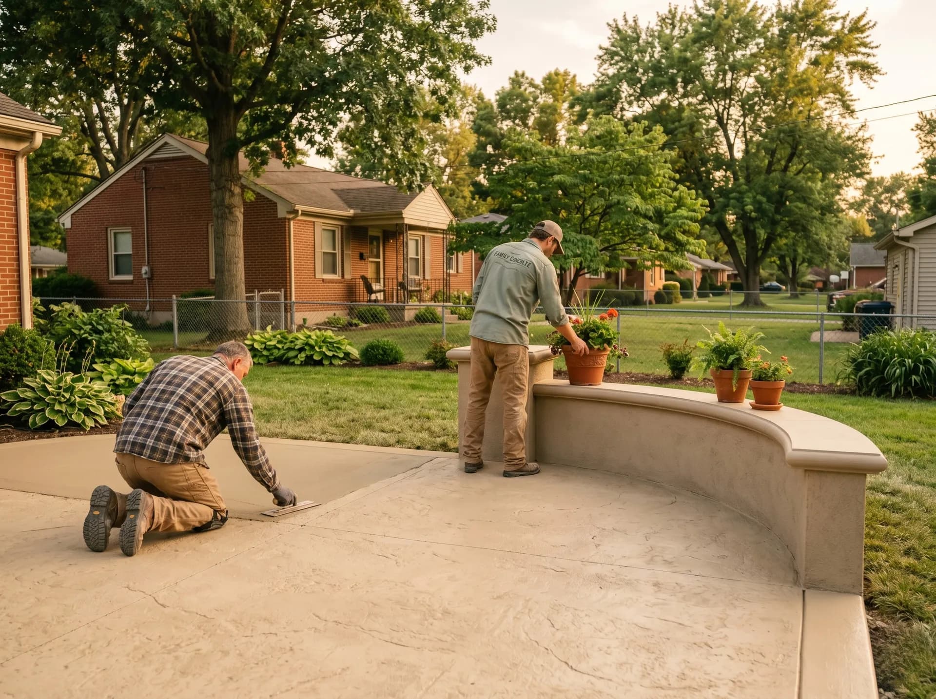 Broom-finish patio slab in Evansville, IN