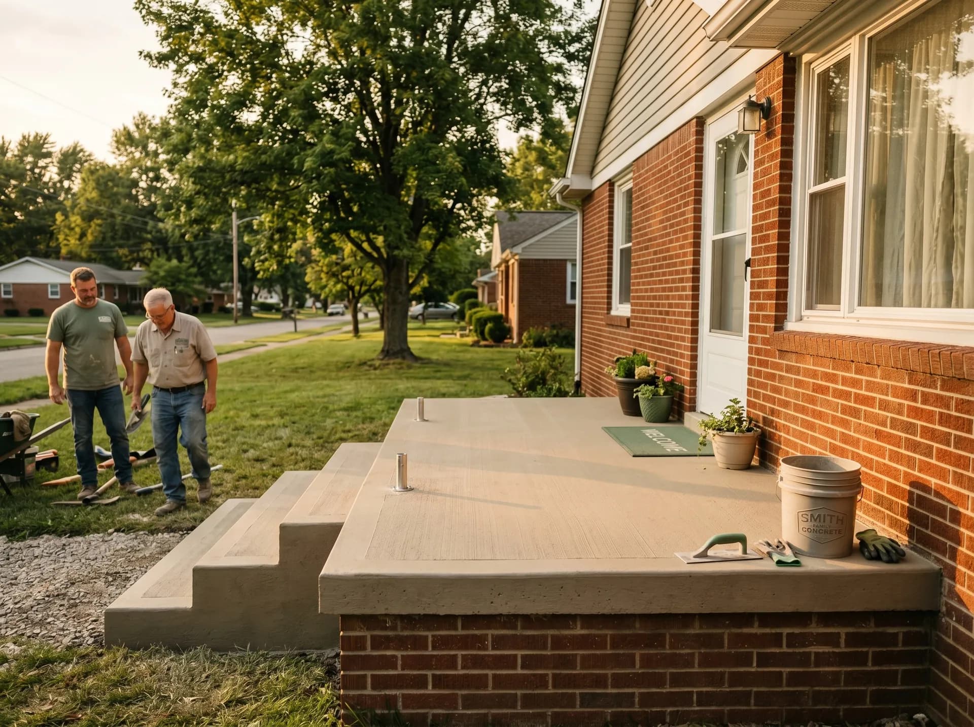 Stamped entry steps with bullnose edge in Newburgh, IN